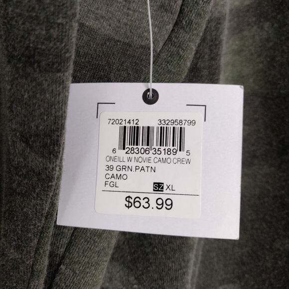 NWT O'Neill Cozy Green Camo Crew Neck Sweater Extra Large - Picture 11 of 11